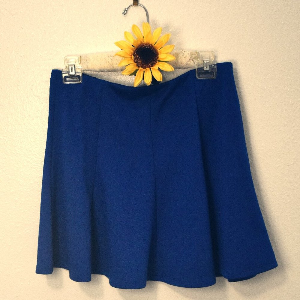 Royal Blue Pleated Mini Skirt